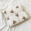 Dekens Swaddling Bear Print babydekens Pasgeboren Muslin katoen gaas waddle waddle waddy baby meisjes jongens slapen deken baby's accessoires y240411