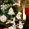 10pcs Ornements en bois de Noël inachevés Blanks Pendants Pentes en bois avec du jute Twine Wood Artisanat For DIY Christmas Tree Decor
