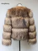 Frauenfell Faux Hjqjljls Winter Frauen Mode Raccoon Coat Short Fluffy Jacket Outerwear Fuzzy Overtock 231113