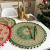 Tafelmatten koffiekopje jute placemat geweven eetmat met wollen bal ronde gedrukt kerst huis decoratief warmtebestendig