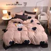 Cuori neri love biancheria da letto rosa set di biancheria da letto in stile nordico con federe per casa tessili ragazze piumone cover re regina gemella carina