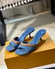 Denim Muli piscina Slide neo revival Mule designer sandals spiaggia a chiacchiere ad alto tallone pantofole femmini