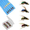 10pcs Hot Sale Brass Bead Head Fast Sinking Nymph Scud Fly Bug Worm Trout Fishing Flies Artificial Insect Fishing Bait Lure