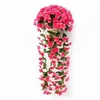 Flores decorativas Violet Violet Artificial Flower Flower Valentine Party Decoration Simulation Wall Basking Basket Orchid Fake Silk Vine