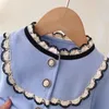 Set di abbigliamento autunnale per bambine 1-8 anni Abito per maniche lunghe per bambini 2023 Nuova ragazza in stile coreano piccolo cappotto in pizzo profumato+pantaloni