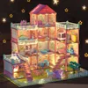 Miniaturowy Doll Dollhouse Big House dla dzieci zestawy budujące dom do lalki meble do lalki dla dzieci