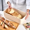 1 stks broodopslag doos opslagcontainer brood doos dessert snack breadbasket voedselcontainer met bamboe deksel voor thuiskeuken