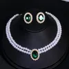 Ketting oorbellen set kmvexo vintage imitatie parel sieraden voor vrouwen smaragd Crystal Choker Banquet Bridal Wedding Accessories