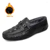 Casual Shoes Fashion Crocodile Skin Pattern Men's Slip-on Loafers Moccasins Designer Handmade Driving Men