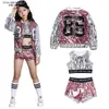 Jazz Dance Costume Pink Sequins Shining Street Dance Jacket Costume's Costume's Children's Day's Stage Performance Costume Girl