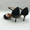 Dansschoenen 8,5 cm hoge hiel zwart Latijn voor vrouwen salsa comfortabel MS6226BSL Low Beschikbare druppel