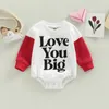 FOCUSNORM 0-4Y Toddler Baby Girls Boys T Shirts/Romper For Valentine's Day Letter Print Long Sleeve Jumpsuit/Sweatshirt