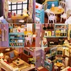 Diy Monica's Apartment Casa Wooden Doll Housesミニチュアビルディングキットドールハウス家具アセンブリおもちゃのおもちゃギフト