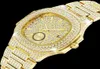 18 -karatowe złote zegarki dla mężczyzn luksusowe pełne diamenty Men039s Watch Fashion kwarcowe zegarek AAA CZ Hip Hop lodowany Zegar męski RELOJ2716102