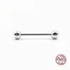 Dubbel bollnippelring 925 Sterling Silver Tongue Piercing Studs Skivstång Eyebrow Brosk Piercing LaBret Body Jewelry