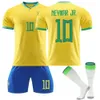 2022 Brazil Home Away Size 10 Neymar Adult Childrens Football Jersey Set for Children and Socks