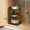 Kitchen Storage Sink Shelf Multi-layer Pot Rack Under Cabinet Organizer Multi-functional Frying Pan Rice Cooker Holder