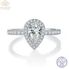 Anelli a grappolo wuiha scintilla 925 argento sterling tutto anello di fidanzamento del matrimonio diamanti per le donne