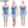 Urban Sexy Dresses Fagadoer Fashion Gradient Tie Dye Printed Denim Pendant Dress Womens Thin Belt ärmlös Tank Top Fe Street Clothing C240411