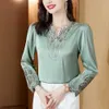 Chemises de chemisiers pour femmes Fashion Femmes Silk Blouses 2024 Spring à manches longues Shirts Elegant Offant Lady Retro Design Tops Vêtements 240411