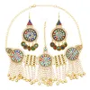 Vintage Afghan Gypsy Long Chains Bells Tassel Headpiece Earrings Indian Ethnic Tribal Festival Party Headbands Hair Jewelry Sets