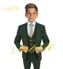 Turquoise Boy Suit Wedding smoking tre pezzi (giacca + pantaloni + gilet) Blazer di 3-16 anni per bambini