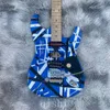 Eddie Van Halen Fran K Tunga Relic Electric Guitar Blue Body dekorerad med svartvita ränder gratis frakt