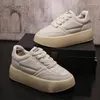 Casual schoenen Sneaker Men Designer White Fashion Echt lederen koeienhuiden Ademhoogte Verhoogd plat platformbord