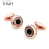 Couchettes Links Mariage de manchette Tomye XK21S005 Fashion Initial Personnalized Round Rose Gold Tuxedo Shirt Cuff Cuff Cuchets Cadeaux pour hommes Y240411