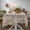 Gerring El yapımı tığ işi masa örtüsü bahçe tv masa kapağı kumaş dokuma içi boş masa örtüleri etkinlikler için oturma odası ev dekorasyonu