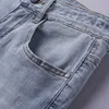 Trendy high-end zomer nieuwe jeans voor mannen, slanke pasvorm, elastisch, casual, licht gekleurd, trendy en veelzijdige PF6109#