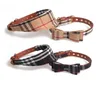 Bow Tie Dog Collars and Leash Set Classic Plaid Charm Adjustable Soft Leather Dogs Bandana and Collar for Puppy Cats 3 PCS B325333906