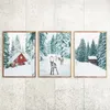 Рождественский плакат Canvas Painting Snow Forest Deer HD Print Wall Art для гостиной дома декор скандинавский рождественский подарки подарок