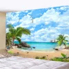 Strand decoratieve tapestries landschap verfrissende natuurlijke tapijt aan zee kokosboom muur hangende kunst deco tapijtruimte huis huisdecor r0411