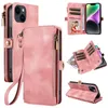 Designer -Telefonhülle Flip Reißverschluss Bag Brieftasche iPhone Hülle Ledergelenksgelenksfunktionshülle rot für iPhone 15 Promax, Apple 14 iPhone 13 Apple 12 iPhone 11 iPhone x