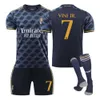 2324 New Real Madrid Away Adult Childrens Étudiant Kit de formation des étudiants en jersey Mentille et maillots de football pour femmes