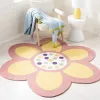 Tapis de fleur rose doux rose maraicule épais enfants de filles tapis de chambre antidérapante