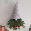 Fleurs décoratives Couronne de Noël durable avec des plantes vertes fausses Gnome sans visage festif verdure vibrante pour les fenêtres