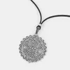 Pendant Necklaces 1PCS Tibetan Silver Large Hollow Flowers Round Shape Pendants Necklace Faux Suede Velvet Cord Adjustable Size