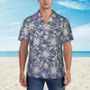 Herren lässige Hemden floraler ditsy Print Hawaiian Shirt Männer Strand blau und gelb kurzärmel Streetstyle DIY coole übergroße Blusen