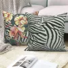 Throw Pillow Cover Home Decor Sofa Decorative Tropical Flower Leopard Print Cushion