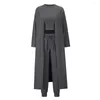 Calças de duas peças femininas 2024 Roupa de 3 peças de outono da primavera Mulheres Vestre Long Cardigan lápis Conjunto de lápis feminino