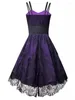 Vestidos casuais Mulheres manto gótico Pin up vestido retrô 2024 vintage 50s 60s rockabilly roxo swing verão feminino feminina elegante vestido