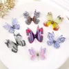 100pcs Organza Double-couche Butterflies / Rignestone 3D Silk Papillons pour pinces à cheveux, papillons de mariée de 4,5 cm