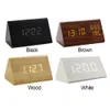 Triangle Digital Clock LED Wooden Alarm Clock With Night Light Sound Control Electronic Clocks Desktop Home Table Decoration