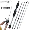 Sougayilang Baitcasting and Spining Fishing Rod 17m 5 섹션 유리 섬유 CNC Spool ABS 릴 시트 EVA 손잡이 PESCA 240407