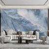 Photo Wallpaper Modern Relief Light Blue Feather Marble Background Wall Murals Living Room TV Sofa Bedroom Creative Home Decor