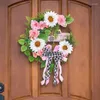 Fleurs décoratives Q6PE Elegant Artificiel Christmas Couronne de Noël 22,8 pouces de porte d'entrée avec fleur d'arc