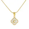 Hanger kettingen SNQP roestvrijstalen hanger met initiële letter Lucky Clover Shell Gold kleur ketting voor vrouwen sieraden cadeau 240410