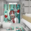 Rideaux de douche Joyeux Noël Stravail Snowman Santa Panta Père Bell Elk Curtain et tapis Ensembles de toilettes Mat de toile